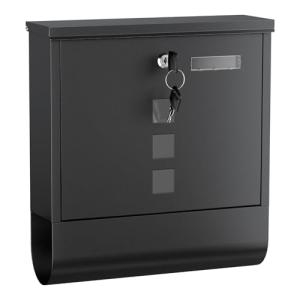 Buzón con Soporte para periódicos Negro con 2 Llaves Montaj…