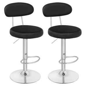 HOOBRO Taburetes de bar, juego de 2, sillas de bar de PU, a…