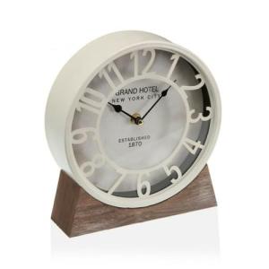 VERSA, Reloj Mesa Metal Blanco 20cm, Linea Relojes, sobreme…