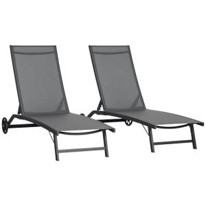 Outsunny Pack de 2 Tumbonas de Jardín Exterior Tumbonas Rec…