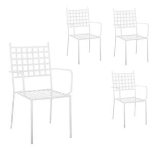 LOLAhome Pack 4 Silla de jardín Cartago Blanco | Estilo Hie…
