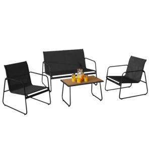 IDMarket - Salón de jardín bajo Málaga 4 plazas con sofá, s…