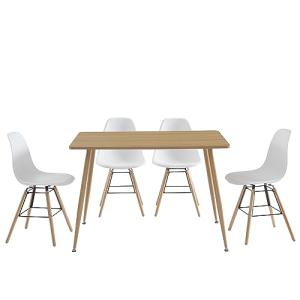 BAÏTA – Conjunto de Mesa y sillas KITTOS Roble y Blanco 4 P…