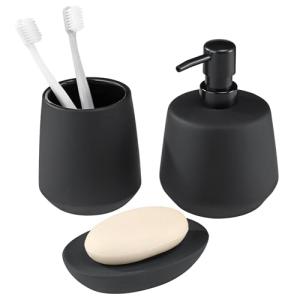 Navaris Kit de Accesorios Baño Negro - Set de Baño con 1x D…