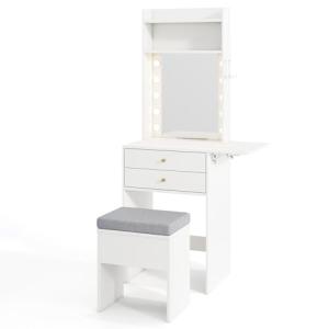 GIANTEX Tocador Compacto con Taburete Acolchado y Espejo Lu…