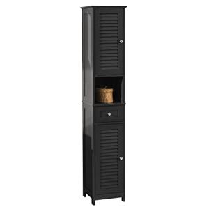 SoBuy Mueble Columna Baño Estrecho Gris Armario Alto Auxili…