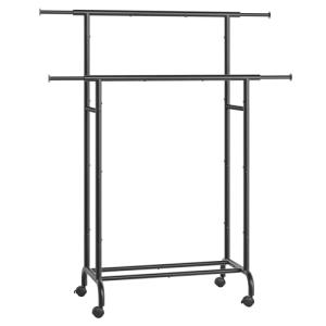 SONGMICS Burro para Ropa, Perchero de Doble Barra con Rueda…