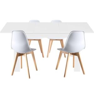 HABITMOBEL Conjunto de Mesa de Comedor y 4 Sillas Norma Aca…