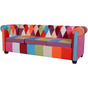 vidaXL Sofá Chesterfield de 3 Plazas Tapizado Tela Sillón A…
