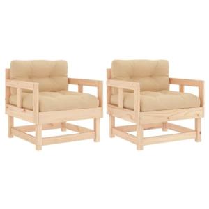 vidaXL Sillones de jardín con Cojines 2 uds Madera Maciza d…
