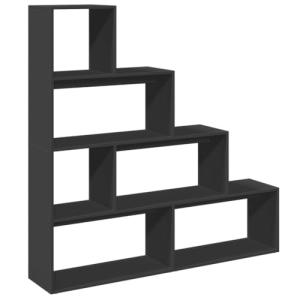 vidaXL Librería divisora 4 Niveles Madera Negra 143,5x29x14…