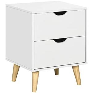 HOMCOM Mesita de noche estilo escandinavo 2 cajones blanco…