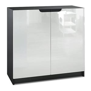 Vladon Cajonera Logan, Cómoda con 2 Puertas, Negro Mate/Bla…