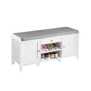 SoBuy FSR83-W Banco Zapatero con 1 Cajón, 2 Puertas y 2 Est…