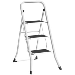 HOMCOM Escalera Plegable de 3 Peldaños Escalera de Tijera C…