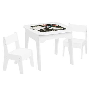 WOLTU Juego de Mesa y 2 Sillas Infantil, Sillas y Mesa Blan…