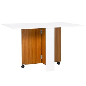 HOMCOM Mesa de Comedor Plegable con Ruedas Mesa de Cocina P…