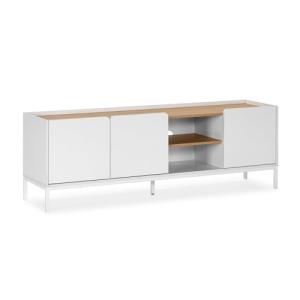 HOMN LIVING Mueble TV Curva 3 Puertas Color Blanco, 160 cm…