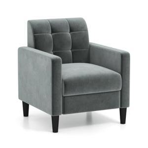 RELAX4LIFE Sillón de terciopelo de estilo moderno de mediad…