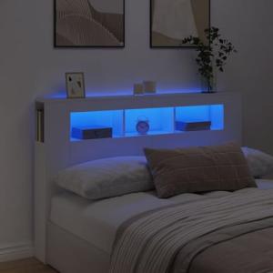 vidaXL Cabecero con LED, Cabecera con Almacenaje, Cabezal d…