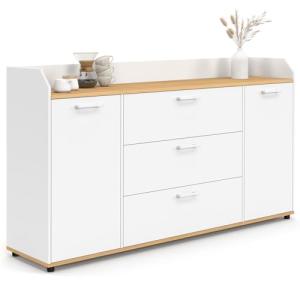 IDMarket JABA - Aparador de 140 cm, 4 puertas con borde bla…