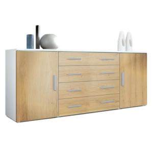 Vladon Cajonera Faro V2, Cómoda con 2 Puertas y 4 Cajones,…