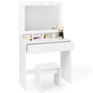 IDMarket Zelia - Tocador con espejo y luces LED, 4 comparti…