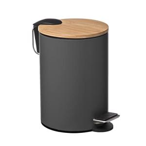UNIMASA Papelera de baño con Tapa de Madera 3L - Cubo de Ba…