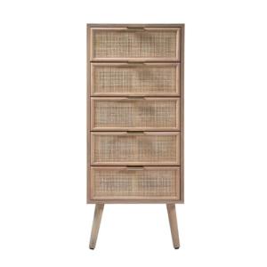 Chifonier 5 Cajones con Frentes De Mimbre Natural - L36.5 Cm