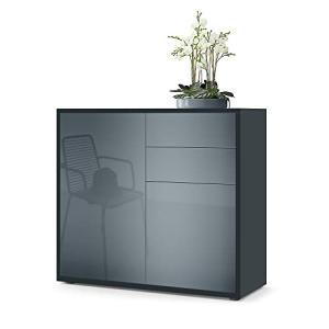 Vladon Cajonera Ben, Cómoda con 2 Puertas y 2 Cajones Negro…