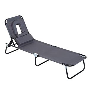 Outsunny Tumbona Plegable con Respaldo Regulable en 4 Posic…