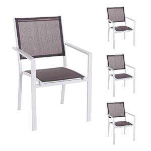 LOLAhome Set de 4 sillas de jardín apilables Thais con Braz…