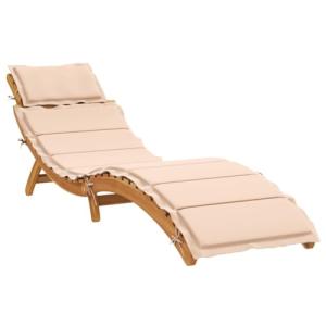 vidaXL Tumbona con cojín Beige Madera Maciza de Acacia, Tum…