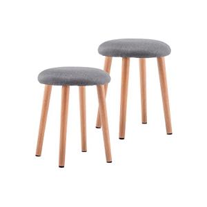 Marca Amazon - Movian Up Round - Juego de 2 taburetes, gris…