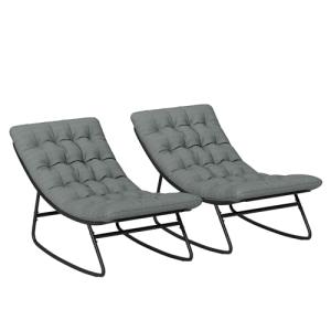 Outsunny Juego de 2 mecedoras de Exterior, mecedoras con Co…