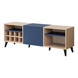 Komodee Fondi Mueble de TV con Soporte para Vino, Azul, Mad…