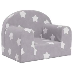 vidaXL Sofá para niños Felpa Suave Gris Claro con Estrellas…