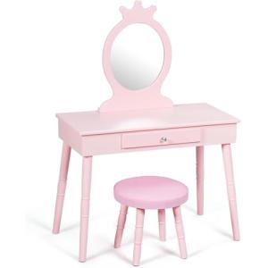 FANTASK Tocador Infantil 2 en 1, tocador Rosa y Escritorio…
