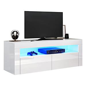 SONNI Mueble TV Blanco Brillo con Luces LED 12 Colores LED,…