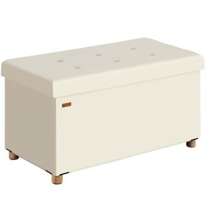 CASARIA® Banco Puff Almacenaje Terciopelo Beige Incl. Cajas…