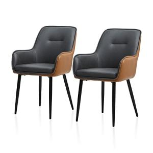 TUKAILAI Juego de 2 sillas de comedor de piel sintética, co…