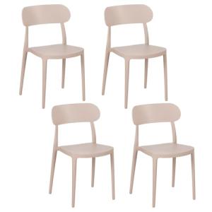 LOLAhome Set de 4 sillas de Comedor de diseño apilable Taup…