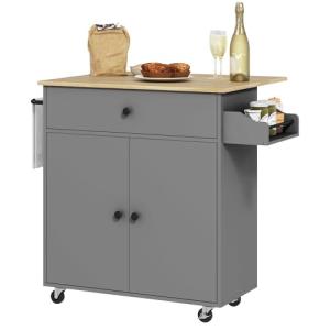 HOMCOM Isla de Cocina con ala Abatible Carrito de Cocina Mu…