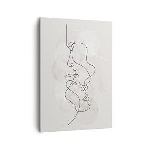 Lienzos decorativos Línea Única Hombre Mujer Cuadro Sobre L…