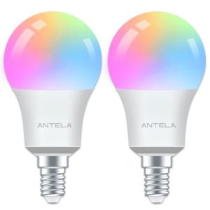 ANTELA - Bombilla conectada WiFi E14, regulable 7W 806Lm, b…