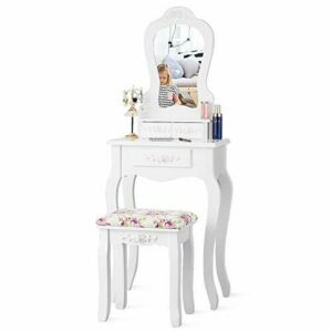 COSTWAY Set Tocador con Espejo con Forma de Abanico, Mesa d…