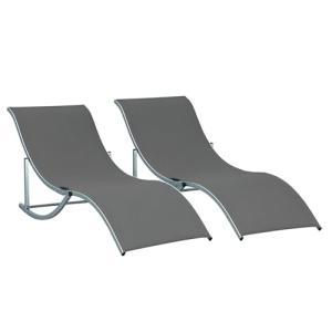 Outsunny Juego de 2 Tumbonas Plegables Tumbonas de Jardín c…