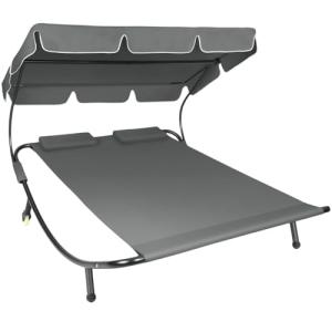 TecTake® Tumbona Doble de Jardín, Tumbona de Playa con Para…