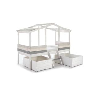 HABITMOBEL Cama Infantil Cabaña elrvada con 2 cajones organ…