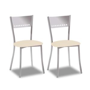 2 Sillas metálicas con respaldo de escalera y asiento tapiz…